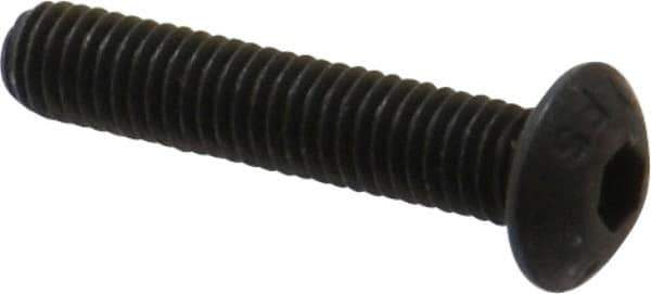 Value Collection - M5x0.80 Metric Coarse Hex Socket Drive, Button Screw - Grade 12.9 Alloy Steel, Black Oxide Finish, Fully Threaded, 25mm Length Under Head - USA Tool & Supply