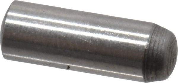 Value Collection - 4mm Diam x 12mm Pin Length Grade 8 Alloy Steel Precision Dowel Pin - Bright Finish, 1 Rounded End - USA Tool & Supply