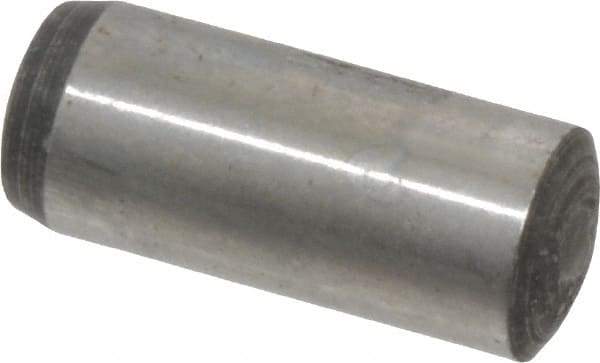 Value Collection - 8mm Diam x 20mm Pin Length Grade 8 Alloy Steel Precision Dowel Pin - Bright Finish, 1 Rounded End - USA Tool & Supply