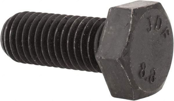 Value Collection - M12x1.75mm Metric Coarse, 30mm Length Under Head Hex Head Cap Screw - Fully Threaded, Grade 8.8 Steel, Uncoated, 19mm Hex - USA Tool & Supply