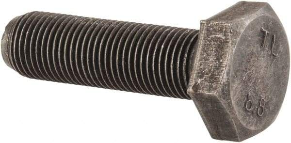 Value Collection - M10x1.00mm Metric Fine, 35mm Length Under Head Hex Head Cap Screw - Fully Threaded, Grade 8.8 Steel, Uncoated, 17mm Hex - USA Tool & Supply