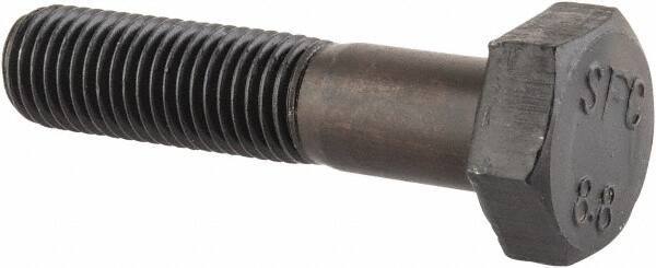 Value Collection - M10x1.25mm Metric Fine, 45mm Length Under Head Hex Head Cap Screw - Partially Threaded, Grade 8.8 Steel, Uncoated, 17mm Hex - USA Tool & Supply