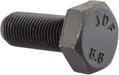 Value Collection - M10x1.00mm Metric Fine, 25mm Length Under Head Hex Head Cap Screw - Fully Threaded, Grade 8.8 Steel, Uncoated, 17mm Hex - USA Tool & Supply