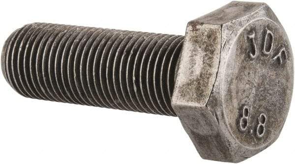 Value Collection - M10x1.00mm Metric Fine, 30mm Length Under Head Hex Head Cap Screw - Fully Threaded, Grade 8.8 Steel, Uncoated, 17mm Hex - USA Tool & Supply