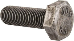 Value Collection - M10x1.00mm Metric Fine, 30mm Length Under Head Hex Head Cap Screw - Fully Threaded, Grade 8.8 Steel, Uncoated, 17mm Hex - USA Tool & Supply