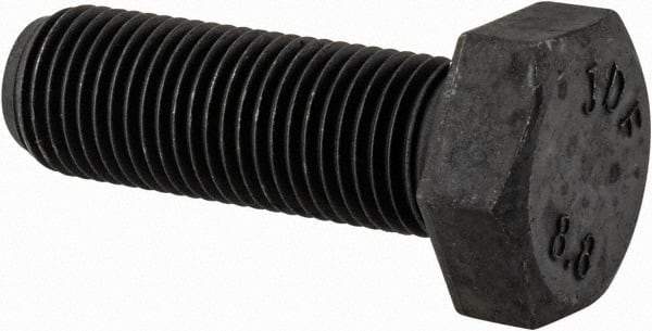 Value Collection - M12x1.25mm Metric Fine, 35mm Length Under Head Hex Head Cap Screw - Fully Threaded, Grade 8.8 Steel, Uncoated, 19mm Hex - USA Tool & Supply