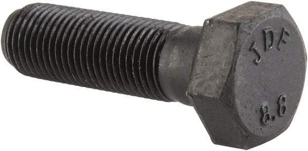 Value Collection - M12x1.25mm Metric Fine, 40mm Length Under Head Hex Head Cap Screw - Partially Threaded, Grade 8.8 Steel, Uncoated, 19mm Hex - USA Tool & Supply