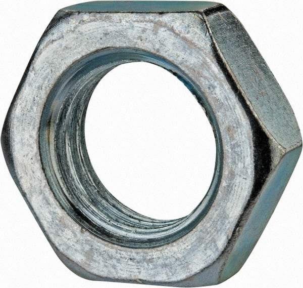 Value Collection - M24x3.00 Steel Right Hand Hex Jam Nut - 36mm Across Flats, 12mm High, Zinc-Plated Finish - USA Tool & Supply