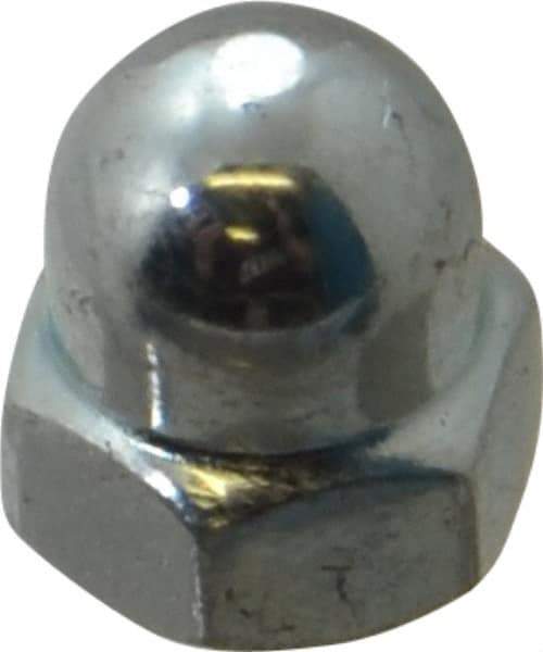 Value Collection - M4x0.7 7mm Width Across Flats, Zinc Plated, Steel Acorn Nut - 8mm Overall Height, Grade 2, DIN 1587 - USA Tool & Supply