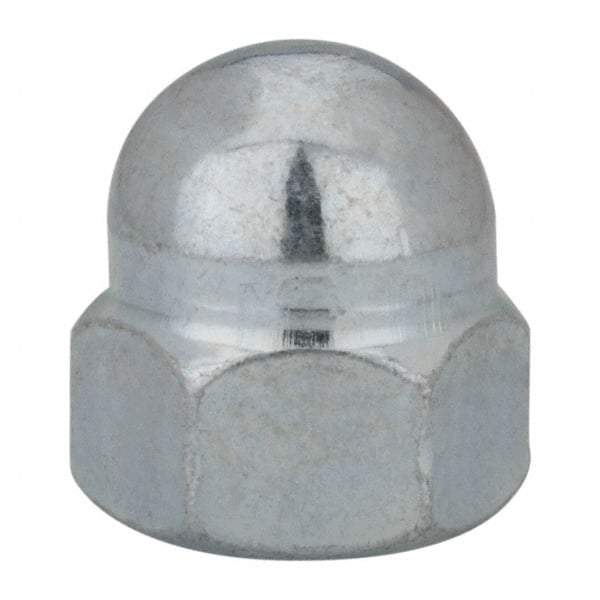 Value Collection - M12x1.75 19mm Width Across Flats, Zinc Plated, Steel Acorn Nut - 22mm Overall Height, Grade 2, DIN 1587 - USA Tool & Supply