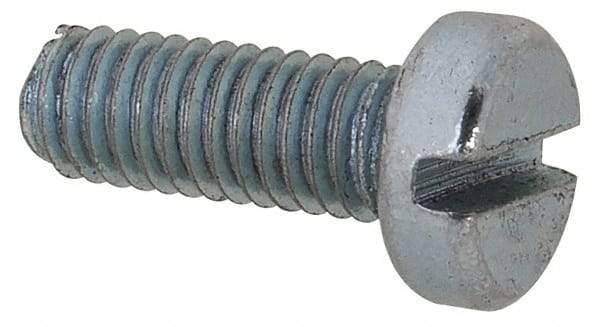 Value Collection - M3x0.50, 8mm Length Under Head Slotted Drive Machine Screw - Cheese Head, Grade 4.8 Steel, Zinc-Plated Finish, Without Washer - USA Tool & Supply