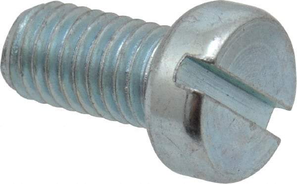 Value Collection - M5x0.80, 10mm Length Under Head Slotted Drive Machine Screw - Cheese Head, Grade 4.8 Steel, Zinc-Plated Finish, Without Washer - USA Tool & Supply