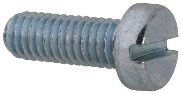 Value Collection - M6x1.00, 16mm Length Under Head Slotted Drive Machine Screw - Cheese Head, Grade 4.8 Steel, Zinc-Plated Finish, Without Washer - USA Tool & Supply