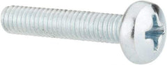 Value Collection - M4x0.70, 20mm Length Under Head Phillips Drive Machine Screw - Pan Head, Grade 4.8 Steel, Zinc-Plated Finish, Without Washer - USA Tool & Supply