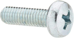 Value Collection - M5x0.80, 16mm Length Under Head Phillips Drive Machine Screw - Pan Head, Grade 4.8 Steel, Zinc-Plated Finish, Without Washer - USA Tool & Supply