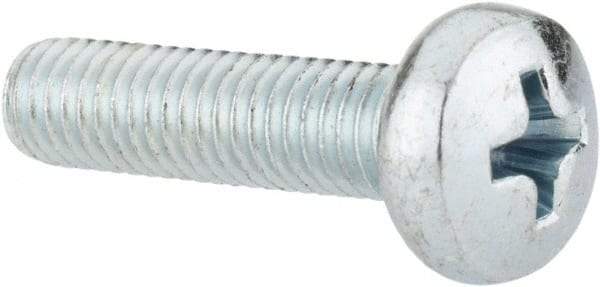 Value Collection - M5x0.80, 20mm Length Under Head Phillips Drive Machine Screw - Pan Head, Grade 4.8 Steel, Zinc-Plated Finish, Without Washer - USA Tool & Supply