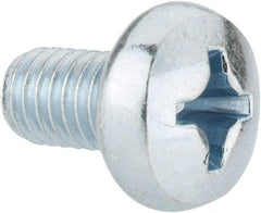 Value Collection - M6x1.00, 10mm Length Under Head Phillips Drive Machine Screw - Pan Head, Grade 4.8 Steel, Zinc-Plated Finish, Without Washer - USA Tool & Supply