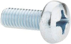 Value Collection - M6x1.00, 16mm Length Under Head Phillips Drive Machine Screw - Pan Head, Grade 4.8 Steel, Zinc-Plated Finish, Without Washer - USA Tool & Supply