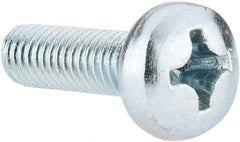 Value Collection - M6x1.00, 20mm Length Under Head Phillips Drive Machine Screw - Pan Head, Grade 4.8 Steel, Zinc-Plated Finish, Without Washer - USA Tool & Supply