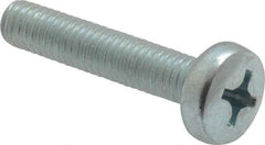 Value Collection - M6x1.00, 30mm Length Under Head Phillips Drive Machine Screw - Pan Head, Grade 4.8 Steel, Zinc-Plated Finish, Without Washer - USA Tool & Supply