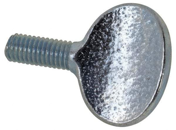 Value Collection - M5x10.00 Oval Shoulderless Grade 2 Steel Thumb Screw - 12mm OAL, 5mm Head Diam x 16mm Head Height, Zinc-Plated Finish - USA Tool & Supply