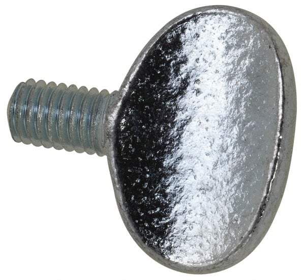 Value Collection - M6x1.00 Oval Shoulderless Grade 2 Steel Thumb Screw - 10mm OAL, 6mm Head Diam x 16.5mm Head Height, Zinc-Plated Finish - USA Tool & Supply