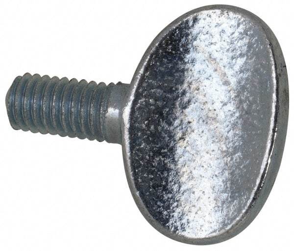 Value Collection - M6x1.00 Oval Shoulderless Grade 2 Steel Thumb Screw - 12mm OAL, 6mm Head Diam x 16.5mm Head Height, Zinc-Plated Finish - USA Tool & Supply