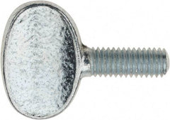 Value Collection - M6x1.00 Oval Shoulderless Grade 2 Steel Thumb Screw - 16mm OAL, 6mm Head Diam x 16.5mm Head Height, Zinc-Plated Finish - USA Tool & Supply