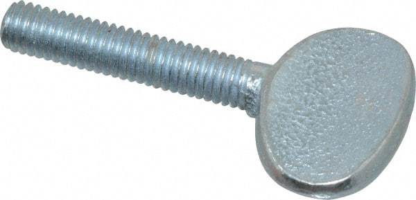 Value Collection - M6x1.00 Oval Shoulderless Grade 2 Steel Thumb Screw - 30mm OAL, 6mm Head Diam x 16.5mm Head Height, Zinc-Plated Finish - USA Tool & Supply