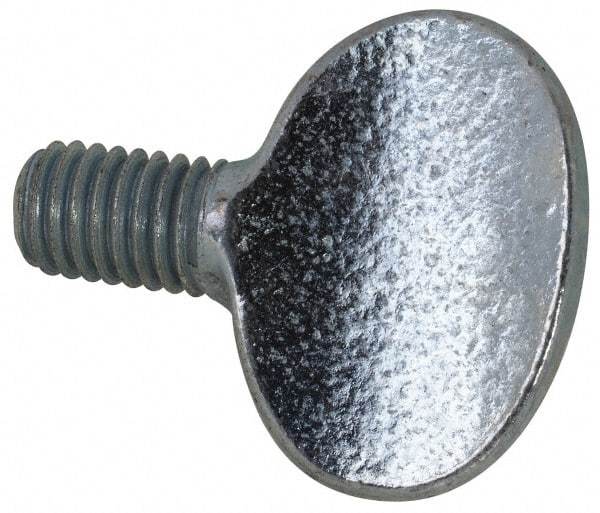 Value Collection - M8x1.25 Oval Shoulderless Grade 2 Steel Thumb Screw - 12mm OAL, 8mm Head Diam x 19.5mm Head Height, Zinc-Plated Finish - USA Tool & Supply