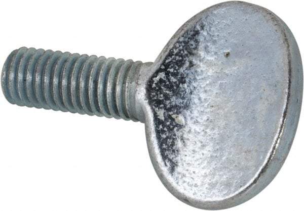 Value Collection - M8x1.25 Oval Shoulderless Grade 2 Steel Thumb Screw - 20mm OAL, 8mm Head Diam x 19.5mm Head Height, Zinc-Plated Finish - USA Tool & Supply