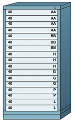 59.25 x 28.25 x 30'' (17 Drawers) - Pre-Engineered Modular Drawer Cabinet Eye-Level (591 Compartments) - USA Tool & Supply