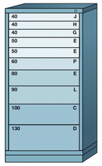 59.25 x 28.25 x 30'' (10 Drawers) - Pre-Engineered Modular Drawer Cabinet Eye-Level (210 Compartments) - USA Tool & Supply