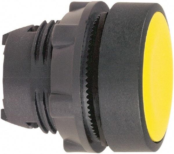 Schneider Electric - 22mm Mount Hole, Flush, Pushbutton Switch Only - Round, Yellow Pushbutton, Nonilluminated, Momentary (MO) - USA Tool & Supply
