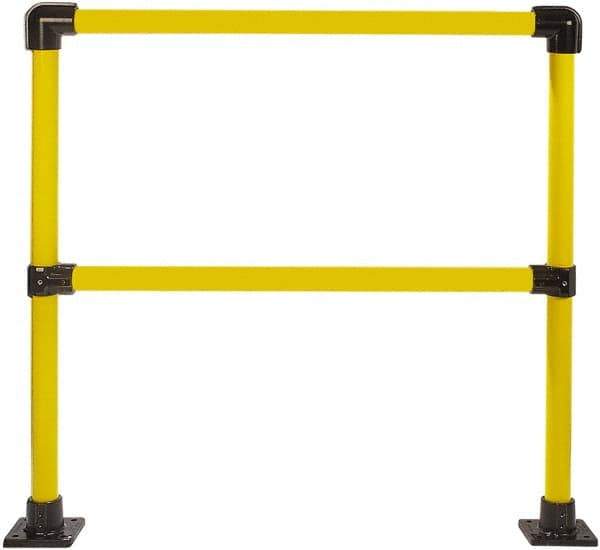 Hollaender - 4' Long x 42" High, Steel Straight Railing - 1.9" Pipe, Includes 2 Sub Assembled Posts, 2 Horizontal Rails, Bag with 2 Flanges, Instructions, Assembly Tool - USA Tool & Supply