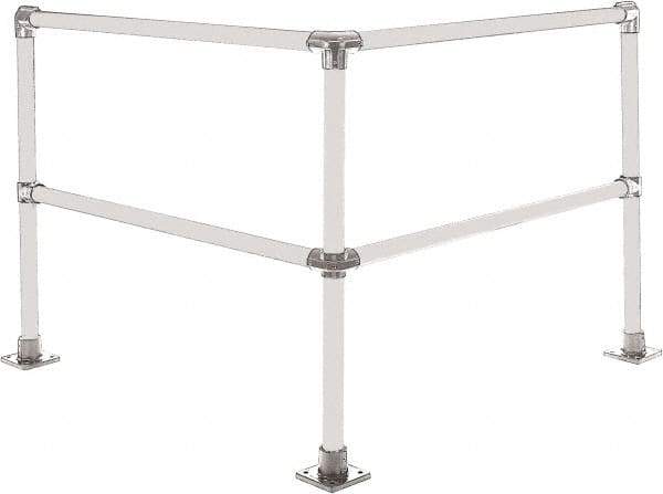 Hollaender - 4' Long x 42" High, Aluminum Corner Section - 1.9" Pipe, Includes 3 Sub Assembled Posts, 4 Horizontal Rails, Bag with 3 Flanges, Instructions, Assembly Tool - USA Tool & Supply