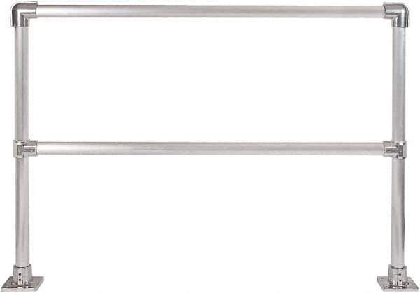 Hollaender - 6' Long x 6-1/2" High, Aluminum Straight Railing - 1.9" Pipe, Includes 2 Sub Assembled Posts, 2 Horizontal Rails, Bag with 2 Flanges, Instructions, Assembly Tool - USA Tool & Supply