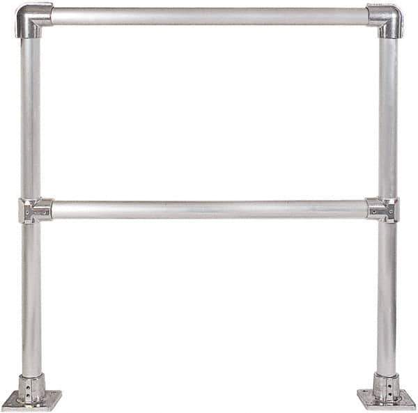 Hollaender - 4' Long x 42" High, Aluminum Straight Railing - 1.9" Pipe, Includes 2 Sub Assembled Posts, 2 Horizontal Rails, Bag with 2 Flanges, Instructions, Assembly Tool - USA Tool & Supply