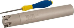 Iscar - 1-1/4" Cut Diam, 0.315" Max Depth of Cut, 1-1/4" Shank Diam, 7.87" OAL, Indexable Square Shoulder Helical End Mill - H490 AN.X 09 Inserts, Cylindrical Shank, 90° Lead Angle, Through Coolant, Series Helido - USA Tool & Supply