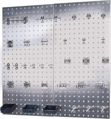 Triton - 18" Wide x 36" High Peg Board Kit - 2 Panels, 32 Hooks, Stainless Steel, Silver - USA Tool & Supply