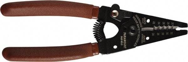 Paramount - 30 to 22 AWG Capacity Wire Stripper - 6" OAL, Plastic Dipped Handle - USA Tool & Supply