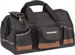 Paramount - 31 Pocket Black & Brown Polyester Tool Bag - 18" Wide x 11" Deep x 12" High - USA Tool & Supply