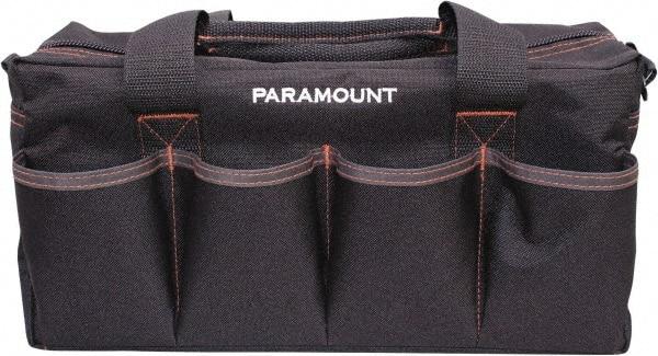 Paramount - 16 Pocket Black & Brown Polyester Tool Bag - 14" Wide x 5-1/2" Deep x 6" High - USA Tool & Supply