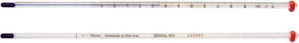 H-B Instruments - -1 to 101°C, Organic Filled Precision Thermometer - 24 Inch Immersion Length - USA Tool & Supply