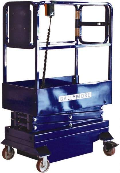 Ballymore - 500 Lb Capacity, 120" Lift Height, Battery Operated Mini Scissor Lift - 120" Lift Height, Battery Operated - USA Tool & Supply