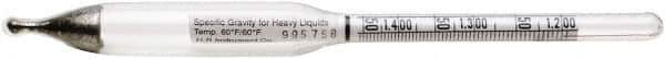 H-B Instruments - 300mm Long, Steel Specific Gravity Hydrometer - 0.002 Graduation, 1.00/1.22 Specific Gravity - USA Tool & Supply