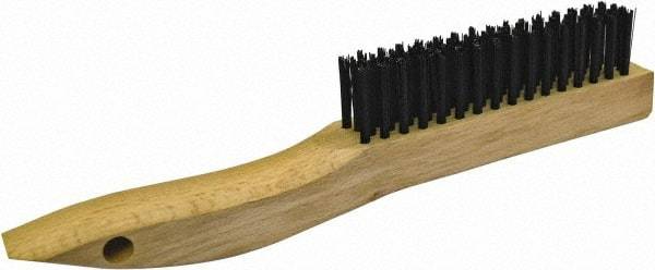 Gordon Brush - 4 Rows x 16 Columns Steel Plater Brush - 4-3/4" Brush Length, 10" OAL, 1-1/8 Trim Length, Wood Shoe Handle - USA Tool & Supply
