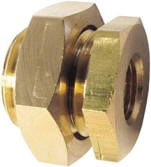 Legris - 3/4 Male Thread x 3/4 Female Thread, Brass Industrial Pipe Male/Female Bulkhead - FBSPP x MBSPP, 3,626 psi - USA Tool & Supply