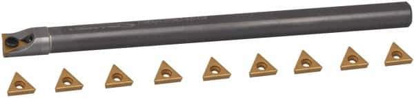 Hertel - 0.438" Min Diam Smallest Bar, 0.438" Min Diam Largest Bar, Carbide Indexable Boring Bar Set - TP.. Insert, HBBQ Toolholder, 3-3/4" Max Bore Depth, Through Coolant - USA Tool & Supply