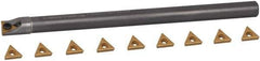 Hertel - 0.438" Min Diam Smallest Bar, 0.438" Min Diam Largest Bar, Carbide Indexable Boring Bar Set - TP.. Insert, HBBQ Toolholder, 3-3/4" Max Bore Depth, Through Coolant - USA Tool & Supply